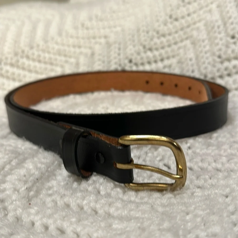 Genuine Leather Belt in Black Brass Buckle Handcrafted in America NWOT